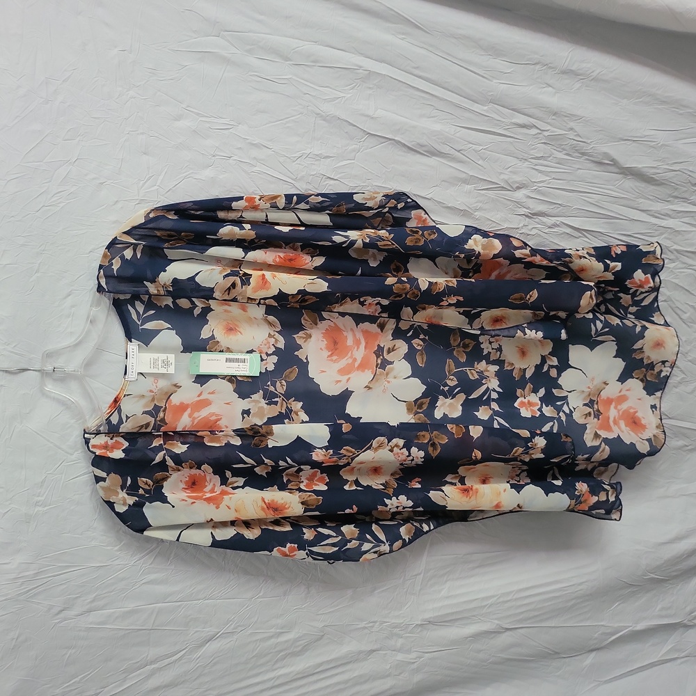 Caley Open Front Blue Floral Kimono XL